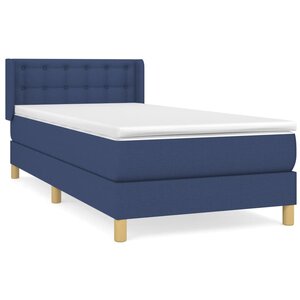 vidaXL Sommier à lattes de lit avec matelas Bleu 90x200 cm Tissu