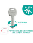 THIRARD - Verrou à bouton Transit 2 A2P* pour porte d'entrée  cylindre 40mm  acier  4 clés  époxy bronze - THIRARD