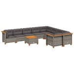 vidaXL Salon de jardin avec coussins 10 Pièces gris résine tressée