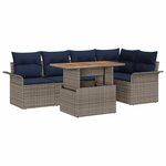 vidaXL Ensemble de canapé de jardin 6 Pièces Gris et bleu marine