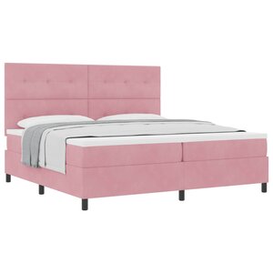 vidaXL Lit à ressorts avec matelas Rose 200 x 200 cm Velours