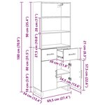 vidaXL Haut Armoire Chêne noir 69 5 x 34 x 180 cm Bois d'ingénierie