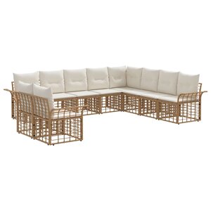 vidaXL Ensemble de canapés d'extérieur 10 Pièces Blanc Naturel et Crème