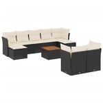 vidaXL Salon de jardin 10 Pièces avec coussins noir résine tressée
