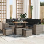 vidaXL Ensemble de canapé de jardin 8 Pièces Gris polyrotin