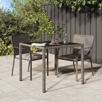 vidaXL Table de Jardin Grise 90x90x75 cm Poly Rattan