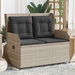 vidaXL Banc de jardin avec coussin Gris clair Poly rotin