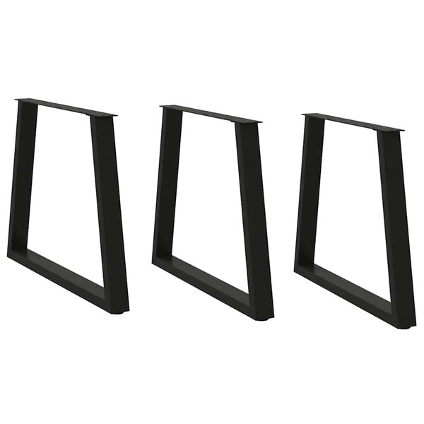 vidaXL Pieds de table à manger en V 3 pièces Noir 80 x (72-73 3) cm Acier