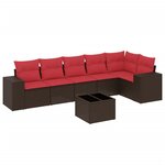 vidaXL Salon de jardin avec coussins 7 Pièces marron résine tressée