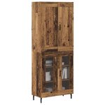 vidaXL Haut Armoire 2 Pièces Bois Ancien Bois Aggloméré et Verre