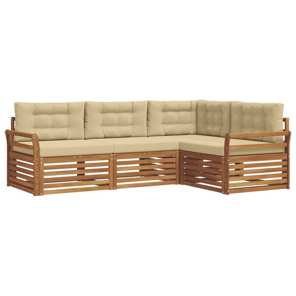 vidaXL Ensemble de canapés d'extérieur 4 pc Naturel et Beige