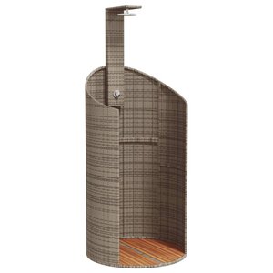 vidaXL Douche d'extérieur gris 100x100x241 5 cm poly rotin bois acacia