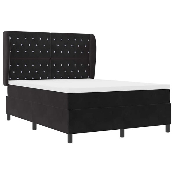 vidaXL Lit à ressorts avec matelas noir 140x200 cm en velours