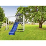AXI Structure de jeu Beach Tower Gris Blanc avec cadre d'escalade et toboggan Bleu