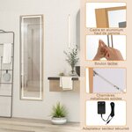 Miroir pleine longueur avec lumières led miroir éclairé par led cadre en aluminium intensité variable éclairage 3 couleurs or 20_0008923