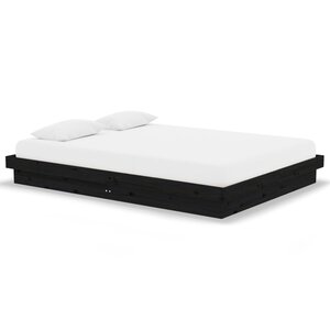 vidaXL Cadre de lit sans matelas noir bois massif 140x190 cm