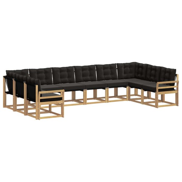 vidaXL Ensemble de canapés d'extérieur 10 pc Blanc et noir