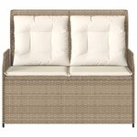 vidaXL Banc inclinable de jardin avec coussins beige résine tressée