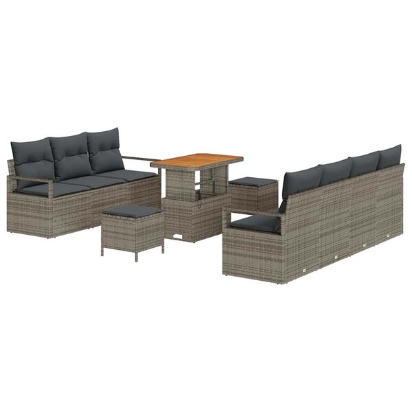 vidaXL Ensemble de canapé de jardin avec coussin 10 Pièces Gris