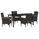 vidaXL Ensemble de salle à manger pour jardin 5 Pièces Noir polyrotin