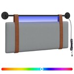 vidaXL Tête de lit suspendue Avec lumière LED Gris clair PU antique