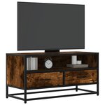 vidaXL Meuble TV chêne fumé 80x34 5x40 cm bois d'ingénierie et métal