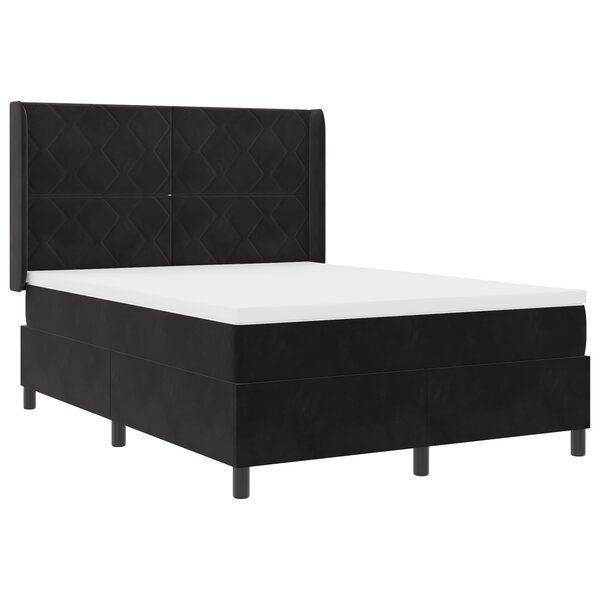 vidaXL Lit à Ressorts Noir avec Matelas 160x200 cm en Velours