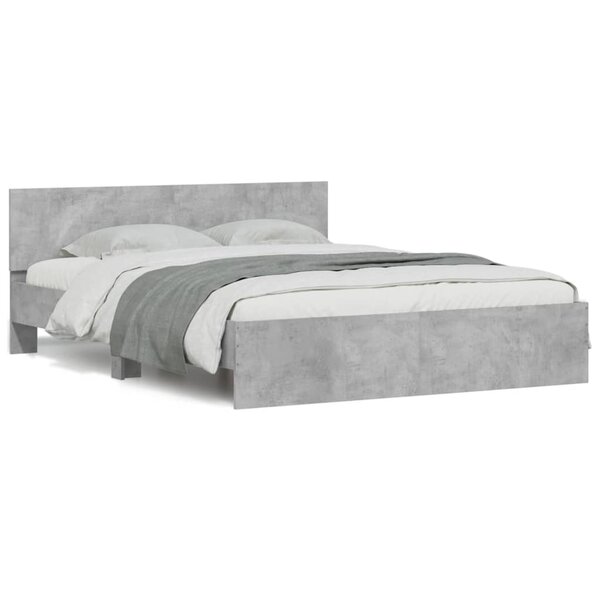vidaXL Cadre de lit avec tête de lit gris béton 150x200 cm