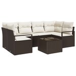 Ensemble de canapé de jardin 7 pièces vidaXL avec coussins en rotin marron