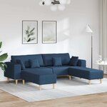 vidaXL Sofa en tissu avec coussin 3 Pièces Bleu 208 cm tissu
