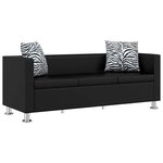 vidaXL Jeu de canapé à 2 places et à 3 places Cuir synthétique Noir