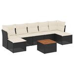vidaXL Salon de jardin 8 Pièces avec coussins noir résine tressée