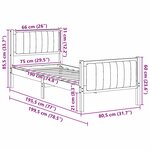 vidaXL Cadre de lit Blanc et gris clair 75 x 190 cm Bois massif en pin