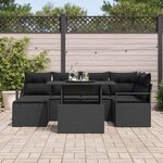 vidaXL Ensemble de canapé de jardin 7 Pièces Noir Poly rotin