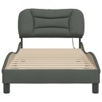 vidaXL Cadre de lit avec lumières LED gris foncé 90x190 cm tissu