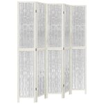 vidaXL Cloison de séparation 5 panneaux blanc bois de paulownia massif