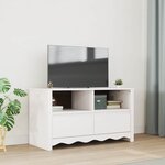 vidaXL Meuble TV Drammen Blanc 99 x 43 x 55 cm Bois de pin massif
