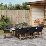 vidaXL Ensemble de salle à manger de jardin 9 pièces en poly rotin noir