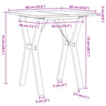 vidaXL Table à manger cadre en Y 60x60x75 cm bois de pin massif acier