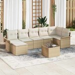 vidaXL Ensemble de canapé de jardin 8 Pièces Beige Poly rotin