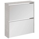 vidaXL Armoire à chaussures et miroir 2 niveaux Gris béton 63x17x67 cm