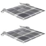 vidaXL Chaises de jardin lot de 2 avec coussins à carreaux gris Teck