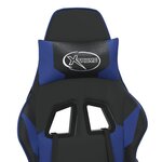 vidaXL Chaise de jeu avec repose-pied Noir et bleu Similicuir