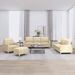 vidaXL Ensemble de canapés 4 Pièces avec coussins Crème Tissu