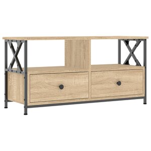vidaXL Meuble TV chêne sonoma 90x33x45 cm bois d'ingénierie et fer