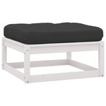 vidaXL Repose-pieds de jardin avec coussins lot de 2 Blanc Bois de pin