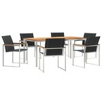 Ensemble de salle à manger de jardin de 7 pièces en bois d'acacia