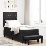 vidaXL Lit Box Spring avec Matelas & Banc Noir 80x200 cm Velours