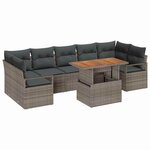 vidaXL Ensemble de canapé de jardin avec coussin 8 Pièces Gris et marron