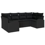 vidaXL Ensemble de Canapé de Jardin 6 Pièces avec Coussins Noir Rattan Synthétique